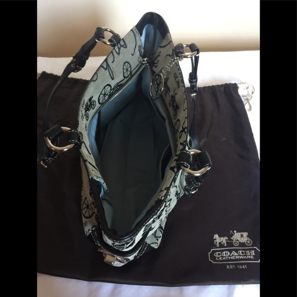 COACH SIGNATURE WOVEN JACQUARD BLACK/GRAY BAG👜 - Picture 4 of 9